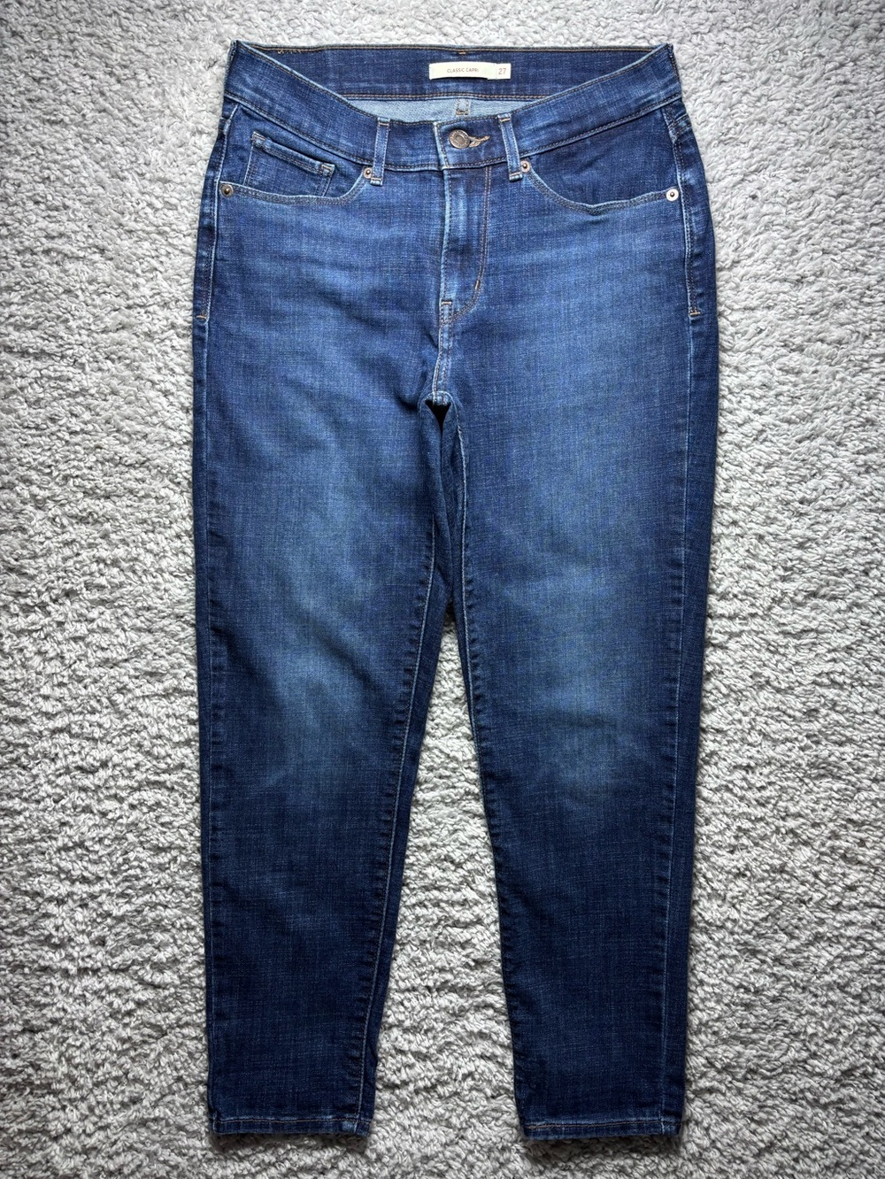 LEVIS Jeans Womens 27 Classic Capri Pedal Pushers Timeless Mid Dark Stretch Alt